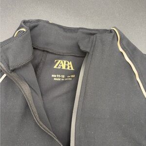 Zara Men's Black Bomber Jacket with Gold Accents